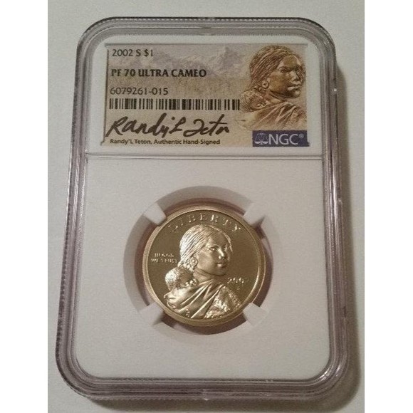 2002 S Native American Sacagawea Dollar Proof PF70 UC NGC RandyL Teton Signed - Picture 1 of 2